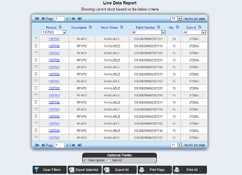 WMS live online stock reports