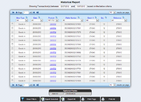 WMS online historical reports